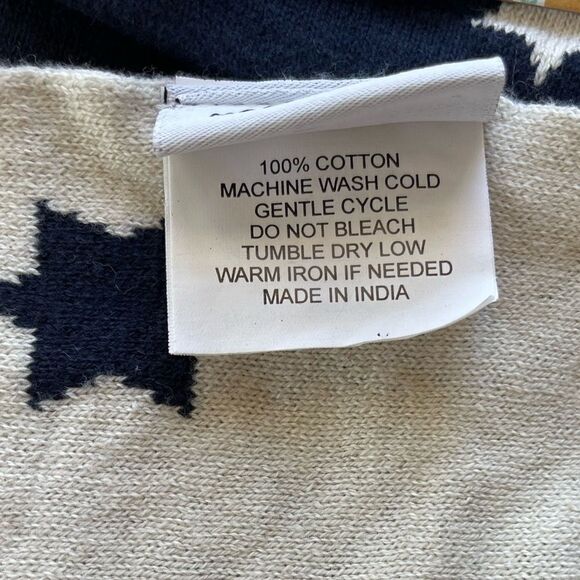 Hanukkah Star of David Navy & Ivory Knit Reversible Baby Blanket and Bib Set NWT - Picture 6 of 7